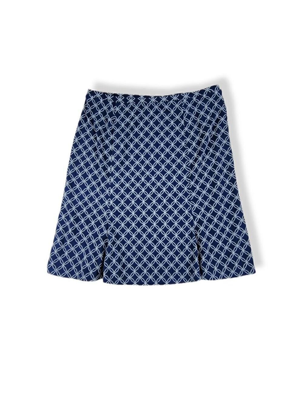 Express Blue and White geometric Print A-line Skirt Small